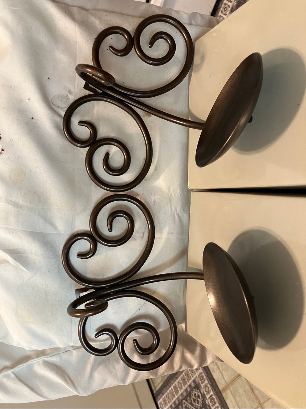 New. Set of 2. Partylite pewter look hanging Viking sconces about 5” high n 8” - Picture 7 of 12